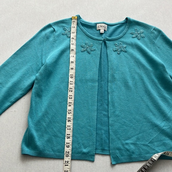 🍄Cleo blue 3/4 sleeve 90’s cardigan (M) - Picture 5 of 9